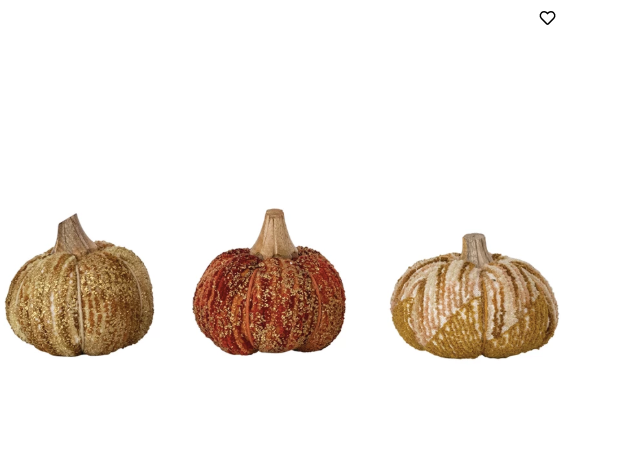 Handmade Cotton, Fabric Chenille & Mango Wood Pumpkin