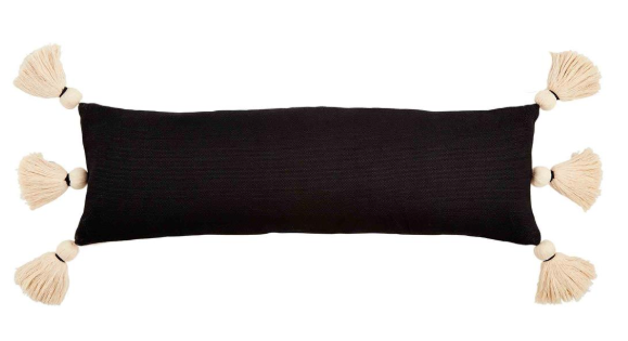 Lumbar Black Tassel Pillow