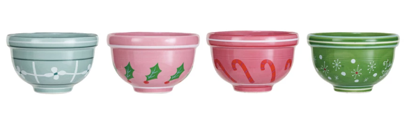 Stoneware Bowl w/ Holiday Pattern