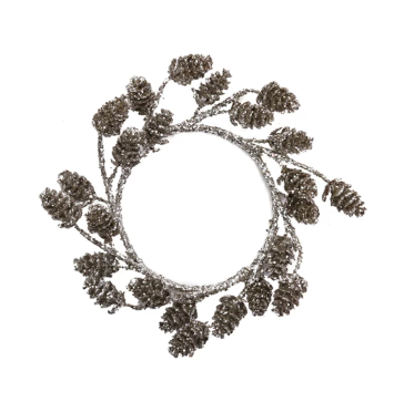 Round Plastic Pinecone Wreath with Glitter