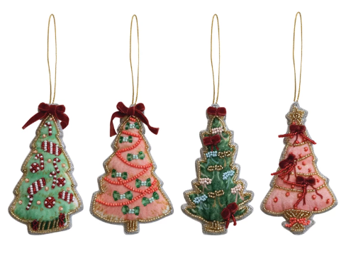 Handmade Beaded Fabric Christmas Tree Ornament