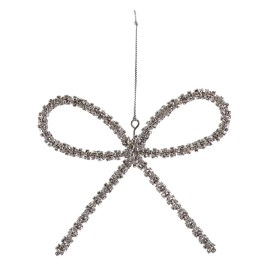 Metal Rhinestone Bow Ornament
