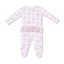 Load image into Gallery viewer, Lil Sis 2 Way Zipper Ruffle Back Footie
