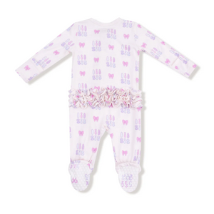 Lil Sis 2 Way Zipper Ruffle Back Footie