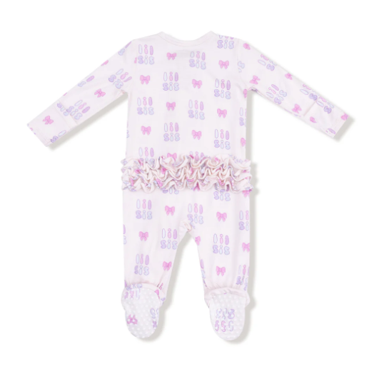 Lil Sis 2 Way Zipper Ruffle Back Footie