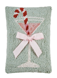 Gingham Bow Martini Glass Hook Pillow
