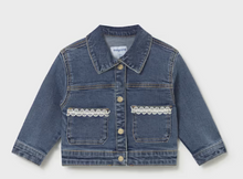 Load image into Gallery viewer, Toddler Denim Jacket with White Lace
