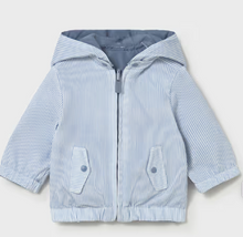 Load image into Gallery viewer, Pinstripe Blue Baby Boy Reversible Windbreaker Jacket
