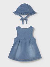 Load image into Gallery viewer, Baby Girl Denim Strawberry Dress &amp; Hat Set
