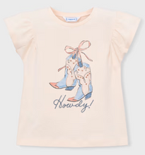 Load image into Gallery viewer, "Howdy" Cowgirl Boots Ruffle Short Sleeve Girls T-Shirt
