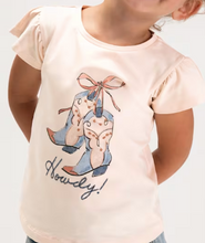 Load image into Gallery viewer, "Howdy" Cowgirl Boots Ruffle Short Sleeve Girls T-Shirt
