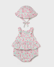 Load image into Gallery viewer, Floral Romper with Hat
