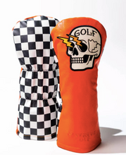 Load image into Gallery viewer, Shocker Skull and Checker Leather Golf Driver Cover
