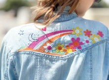 Load image into Gallery viewer, "To The Moon and Back" Embroidered Light Weight Blue Denim Women Shirt
