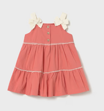 Load image into Gallery viewer, Coral Linen Baby Bow-Strap Girl Summer Dress Mayoral
