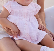 Load image into Gallery viewer, Embroidered Daisy Pink Linen Baby Girl Sundress with Bloomers by Mayoral
