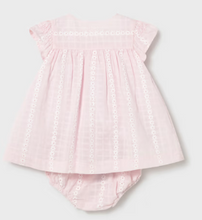 Load image into Gallery viewer, Embroidered Daisy Pink Linen Baby Girl Sundress with Bloomers by Mayoral
