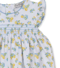Load image into Gallery viewer, Lemon and Blue Floral Baby Girl Cotton Dress and Bloomers by Kissy Kissy
