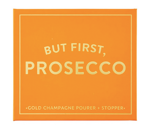 Champagne Stopper + Pourer Book Box - But First, Prosecco