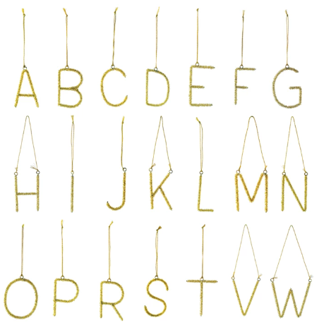 Metal Alphabet Ornament w/ Beads