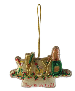 Cotton Holiday Cocktails Ornament w/ Sequins