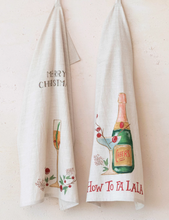 Load image into Gallery viewer, Cotton Slub Printed Tea Towel w/ Holiday Cocktail
