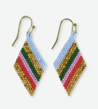 Load image into Gallery viewer, Diagonal Stripes Beaded Diamond Drop Earrings
