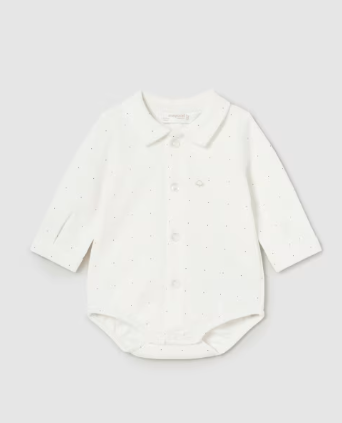 newborn dress shirt onesie White Long Sleeve Onesie 18-24 Months