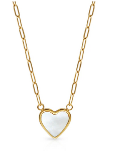 Lola Mother of Pearl Heart Gold Necklace