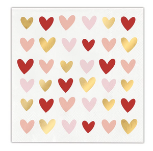 Foil Hearts Beverage Napkins