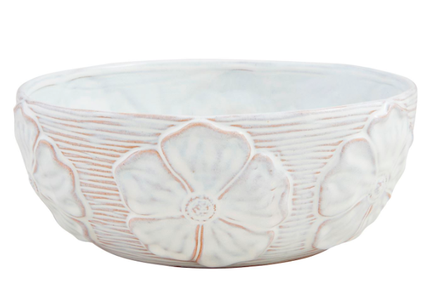 White Flower Stoneware Bowl