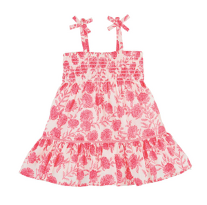 Pink Block Print Floral Dress