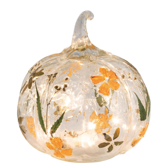 LED Floral Glass Pumpkin