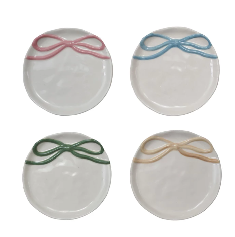 Round Stoneware Dish with Bow