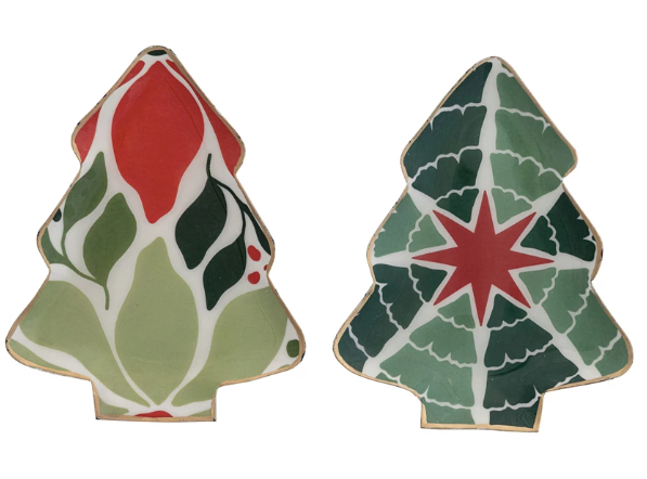 Enameled Metal Tree Shaped Tray