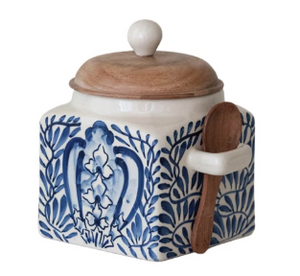 Hand-Painted Stoneware Canister