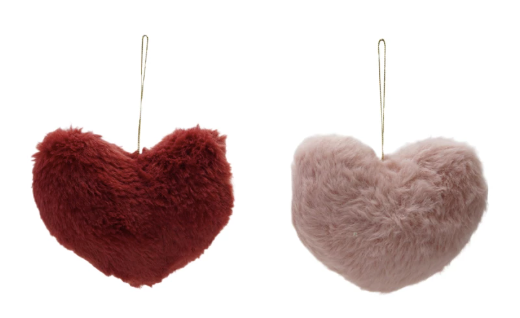 Faux Fur Heart Shaped Ornament
