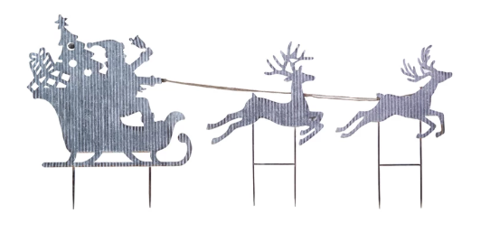 Metal Yard Stake with Santa In Sleigh