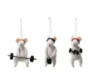 Handmade Wool Felt Workout Mouse Ornament