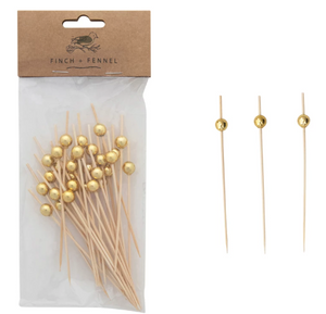 Bamboo Single Use Picks w/ Ball Handles