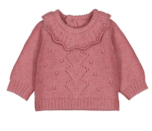 Pink Ruffle Neck Sweater