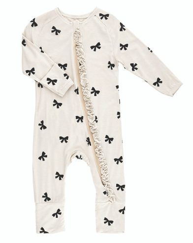 Cozy Romper with Ruffles - Bow