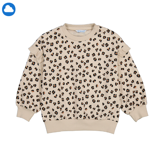 Ruffle Sleeve Leopard Pullover
