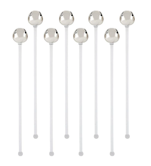 Silver Jingle Bell Stir Sticks