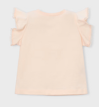 Load image into Gallery viewer, White or Tangerine Soft Cotton Ruffle Lace Sleeve Girls T-Shirt by Mayoral
