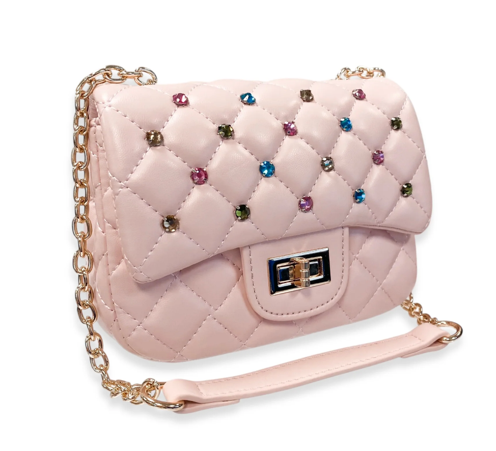 Girls Quilted Purse with Colorful Gems