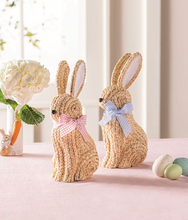 Load image into Gallery viewer, Woven Bunny Sitters with Gingham Bow
