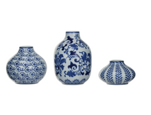 Load image into Gallery viewer, Royal Blue Hand-Stamped Stoneware Bud Vases
