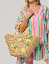 Load image into Gallery viewer, Citrus Straw Tote
