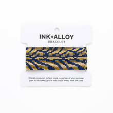 Load image into Gallery viewer, Brooklyn Tiger Print Beaded Stretch Bracelet Navy

